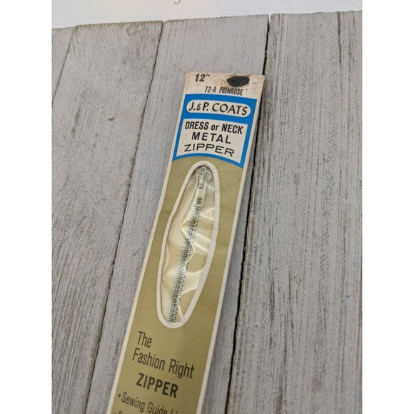 Vintage J&P Coats Dress or Neck Metal Zipper 12" Primrose 72-A - Picture 2 of 4